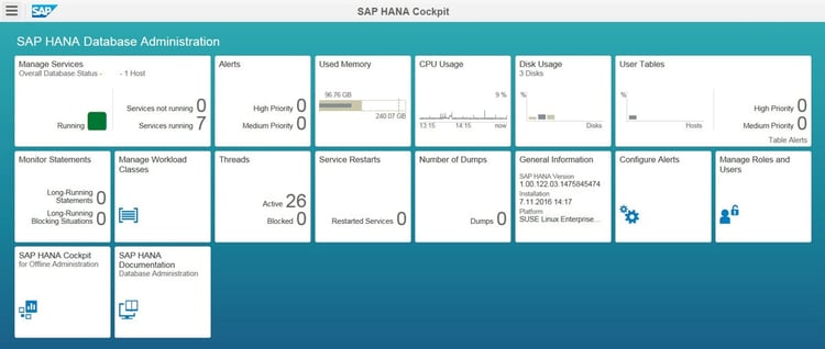 SAP HANA Cockpit Datenbank-Administration